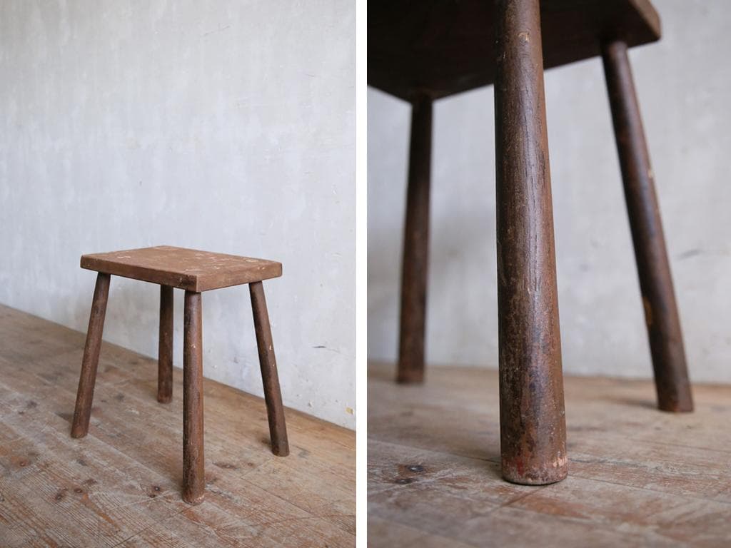 英国アンティーク木製スツール/椅子イス/チェア/花台/飾り棚(79-294)