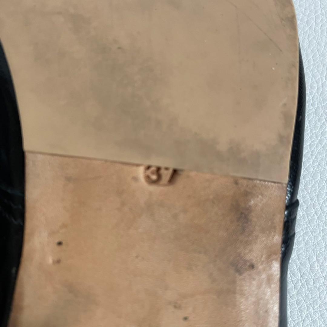 裏貼り済＊ポルセリ バレエシューズ ブラックストラップ 37