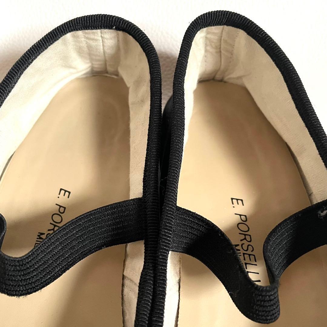 裏貼り済＊ポルセリ バレエシューズ ブラックストラップ 37