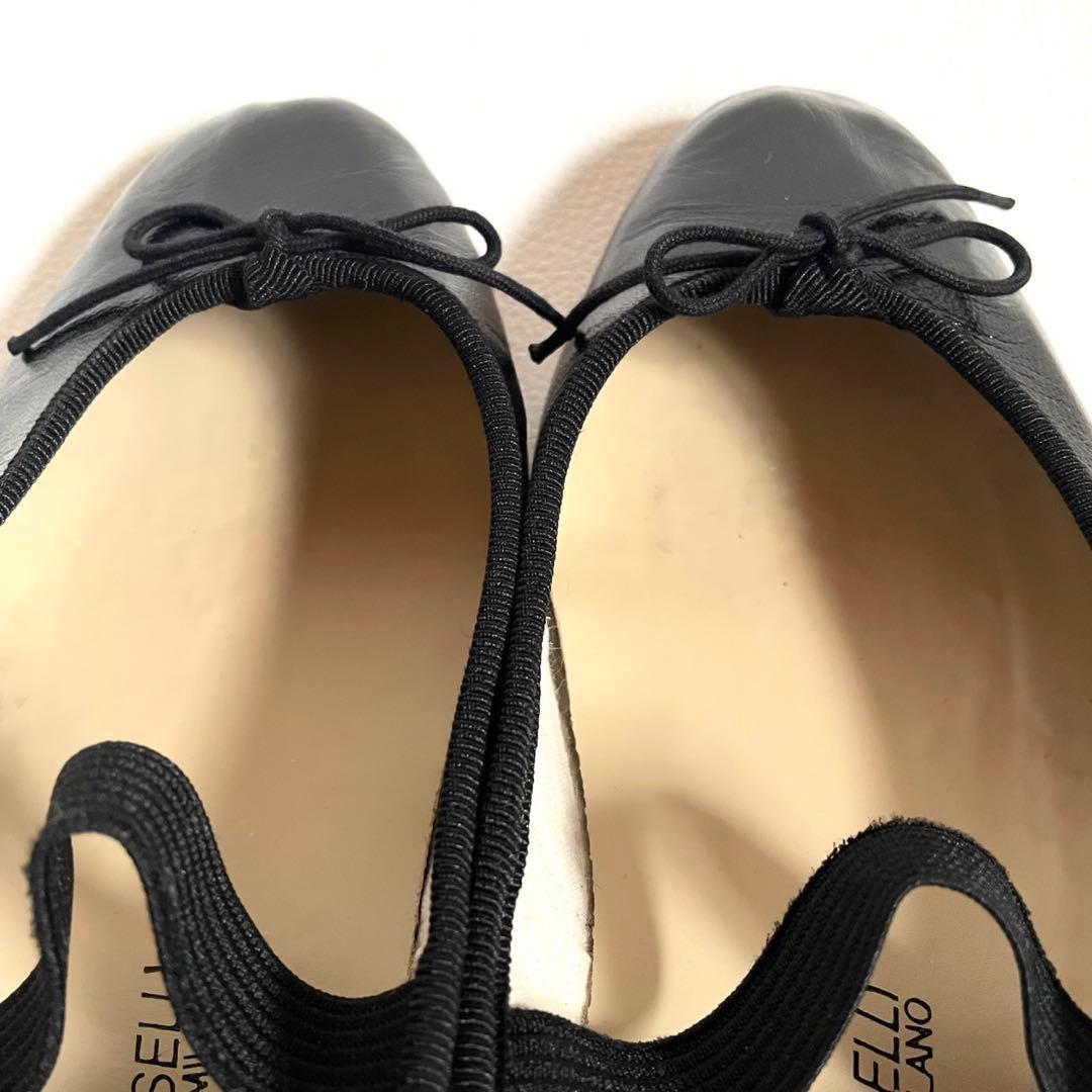裏貼り済＊ポルセリ バレエシューズ ブラックストラップ 37