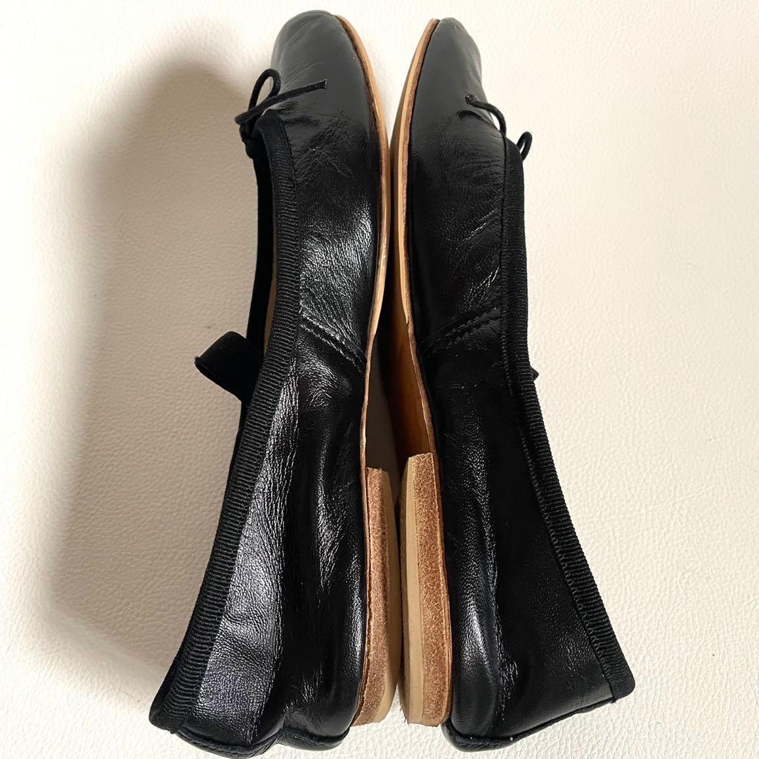 裏貼り済＊ポルセリ バレエシューズ ブラックストラップ 37