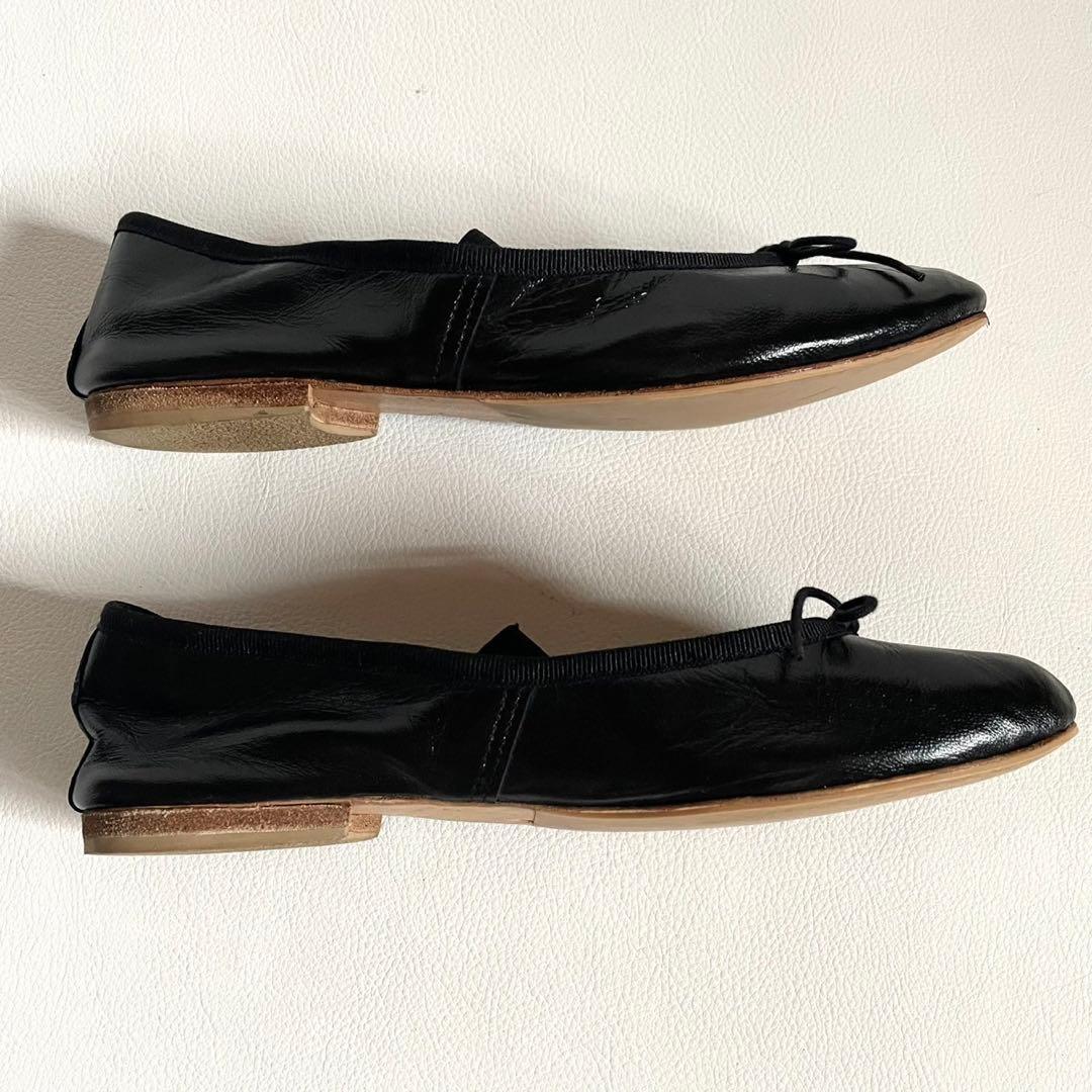 裏貼り済＊ポルセリ バレエシューズ ブラックストラップ 37