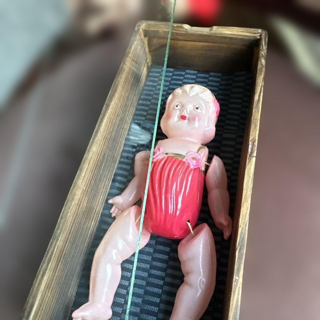 お値下げ❣️木箱入りヴィンテージ ピンク 赤ちゃん人形セルロイド