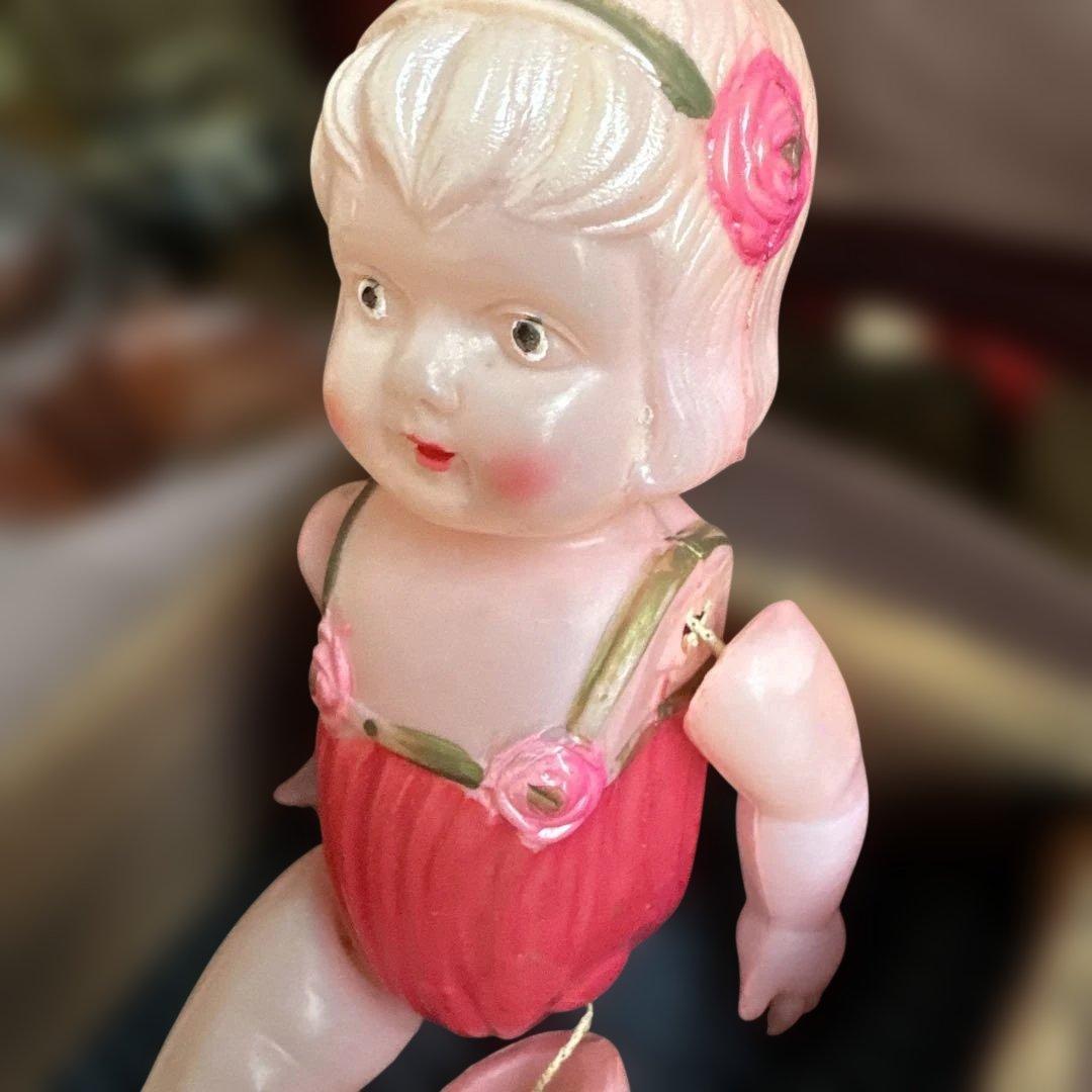 お値下げ❣️木箱入りヴィンテージ ピンク 赤ちゃん人形セルロイド