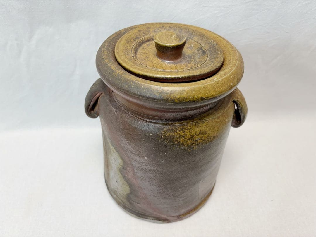 未使用 茶道具 山下譲治作 備前 耳付水指 作家物 煎茶道具 水差し 栞 共箱