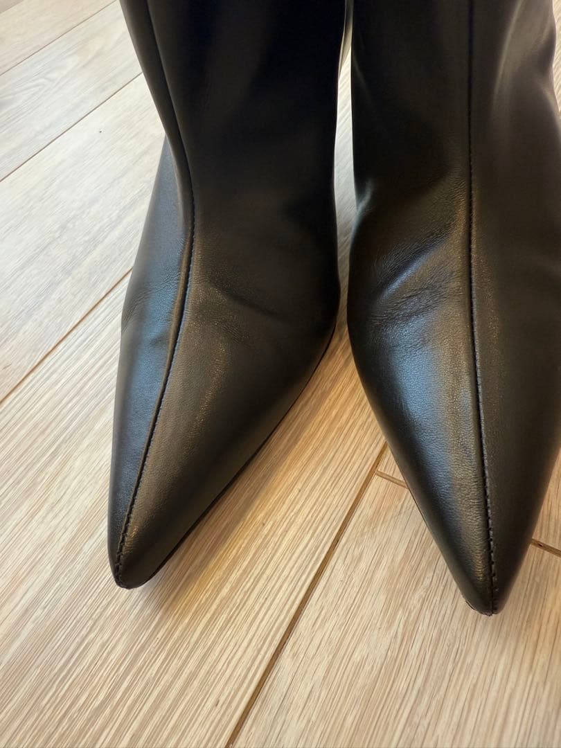 美品　ワイドシャフトブーツ　ミドル　本革　ペリーコサニー