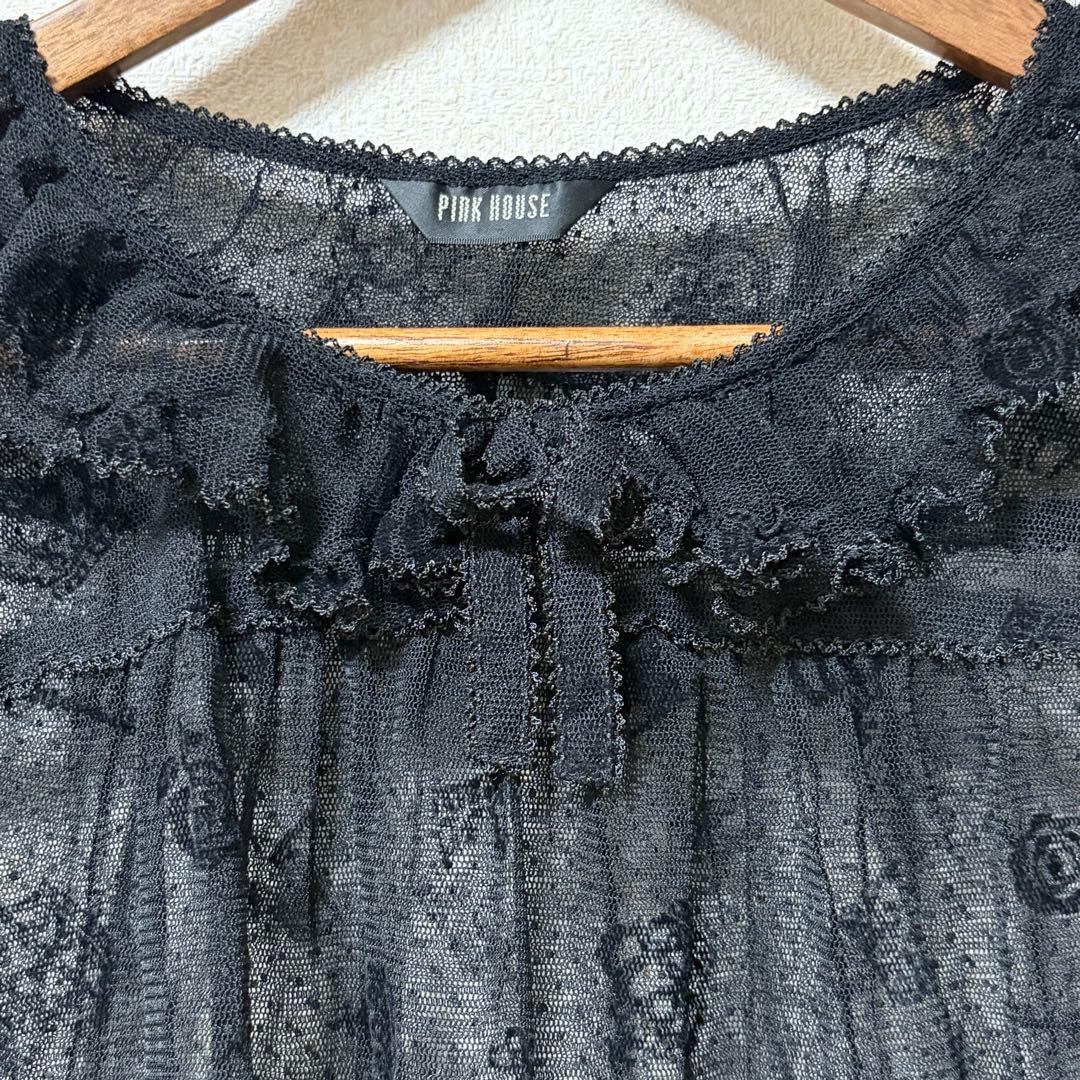 ピンクハウス　ドットチュール　プルオーバー　猫　薔薇　王冠　鍵　試着のみ【P65