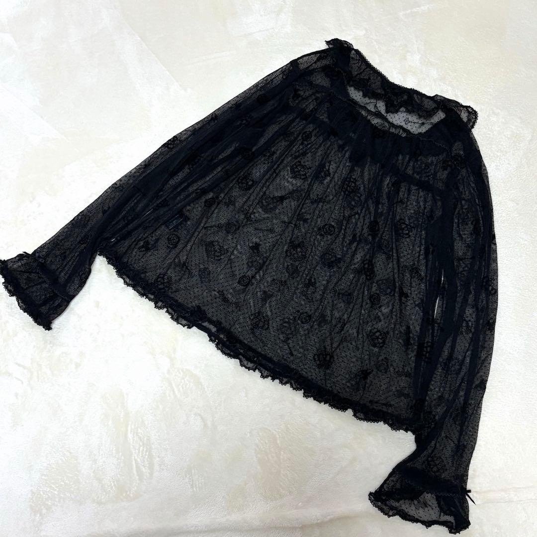 ピンクハウス　ドットチュール　プルオーバー　猫　薔薇　王冠　鍵　試着のみ【P65