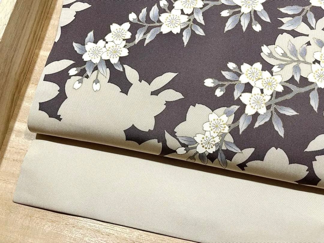 手描き桜の塩瀬名古屋帯◇金彩 染め帯 春着物