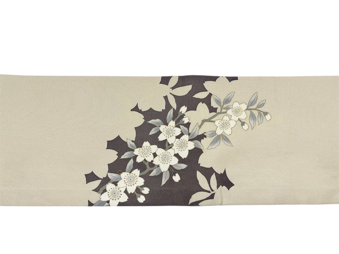 手描き桜の塩瀬名古屋帯◇金彩 染め帯 春着物