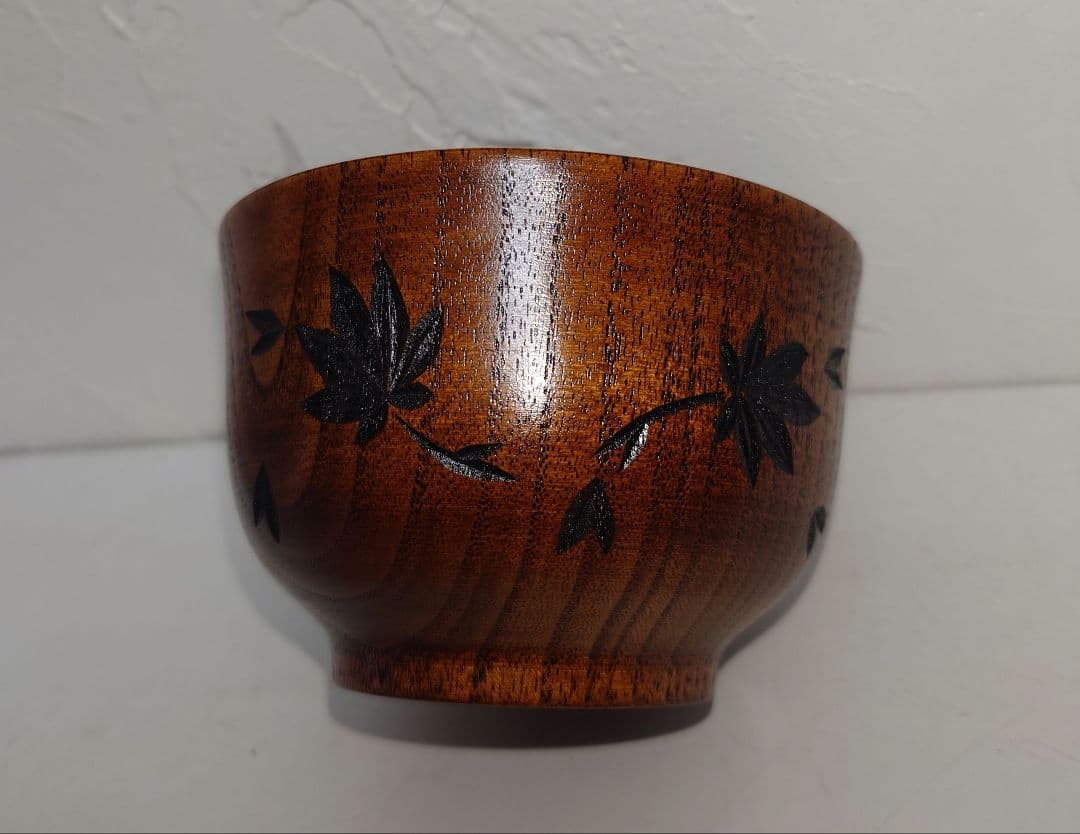 【20セット】天然木漆塗装 汁椀 箸セット 鉄木 手づくり もみじ 紅葉 木彫り