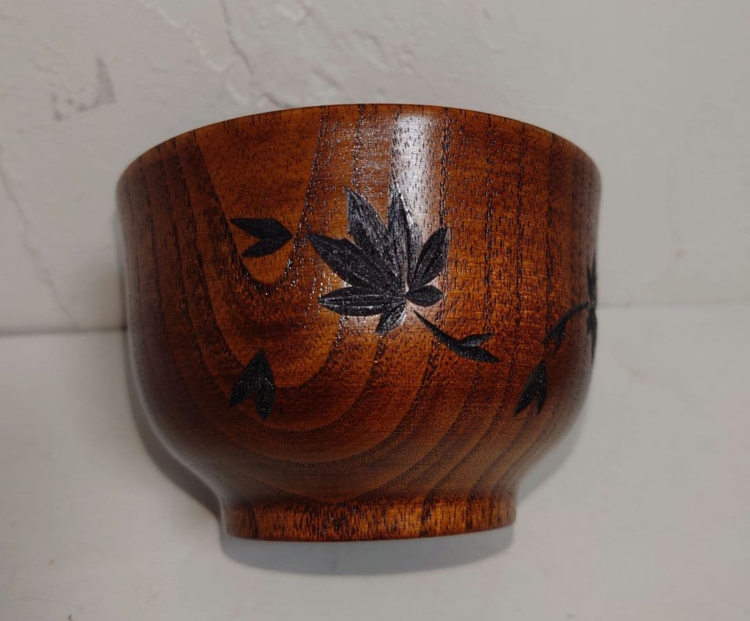 【20セット】天然木漆塗装 汁椀 箸セット 鉄木 手づくり もみじ 紅葉 木彫り