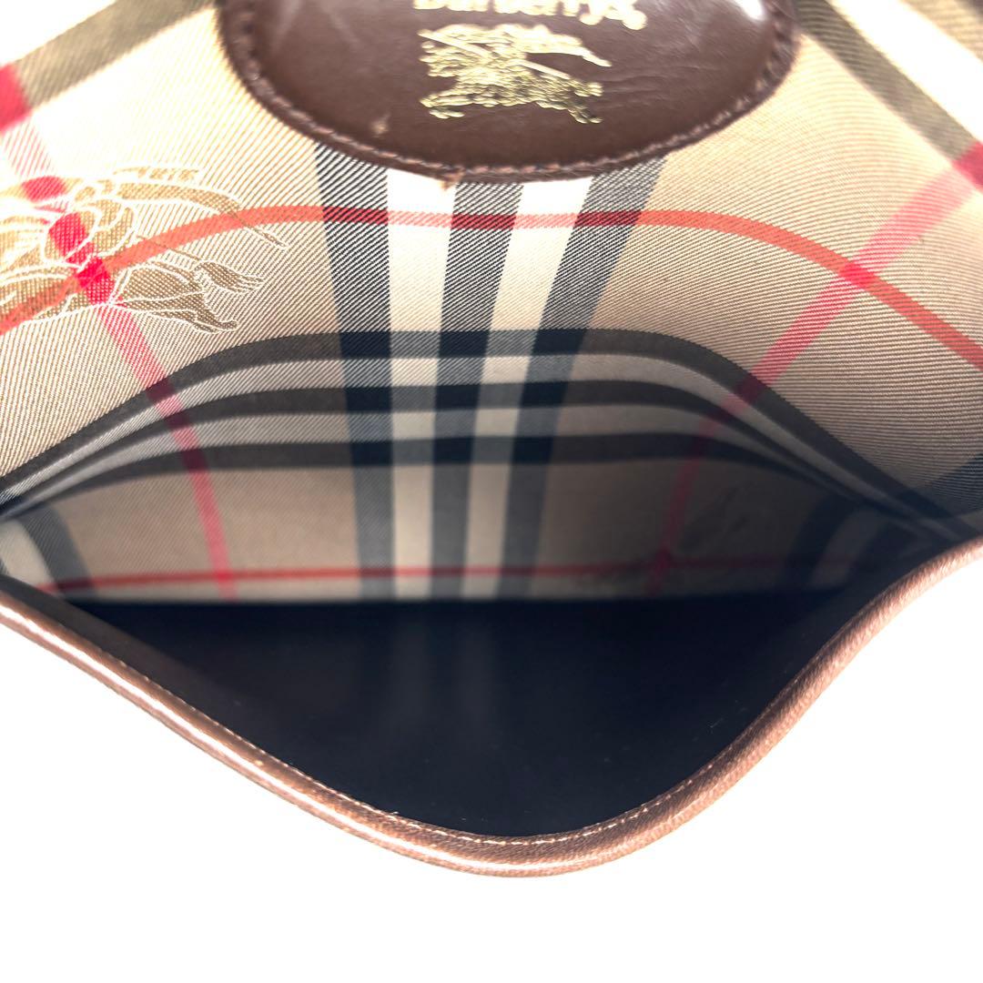 極美品 バーバリー ショルダーバッグ ノバチェック ホースロゴ 金具 ベージュ