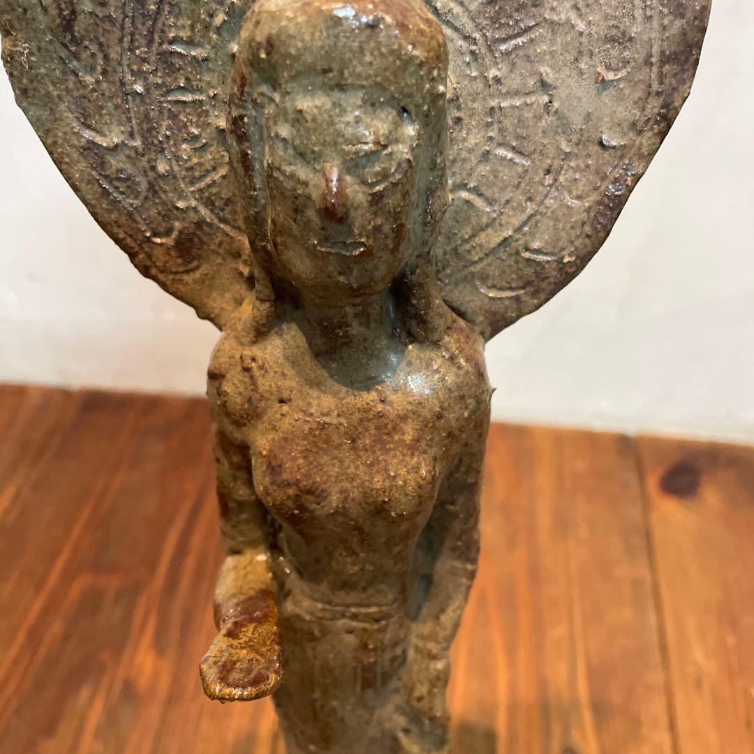 美品　陶芸　聖観音像　聖観世音菩薩　焼物　立像