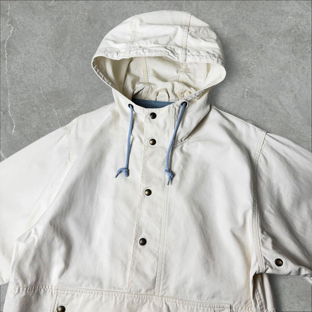 80s Eddie Bauer 黒タグ コットンアノラックパーカー 生成り 白