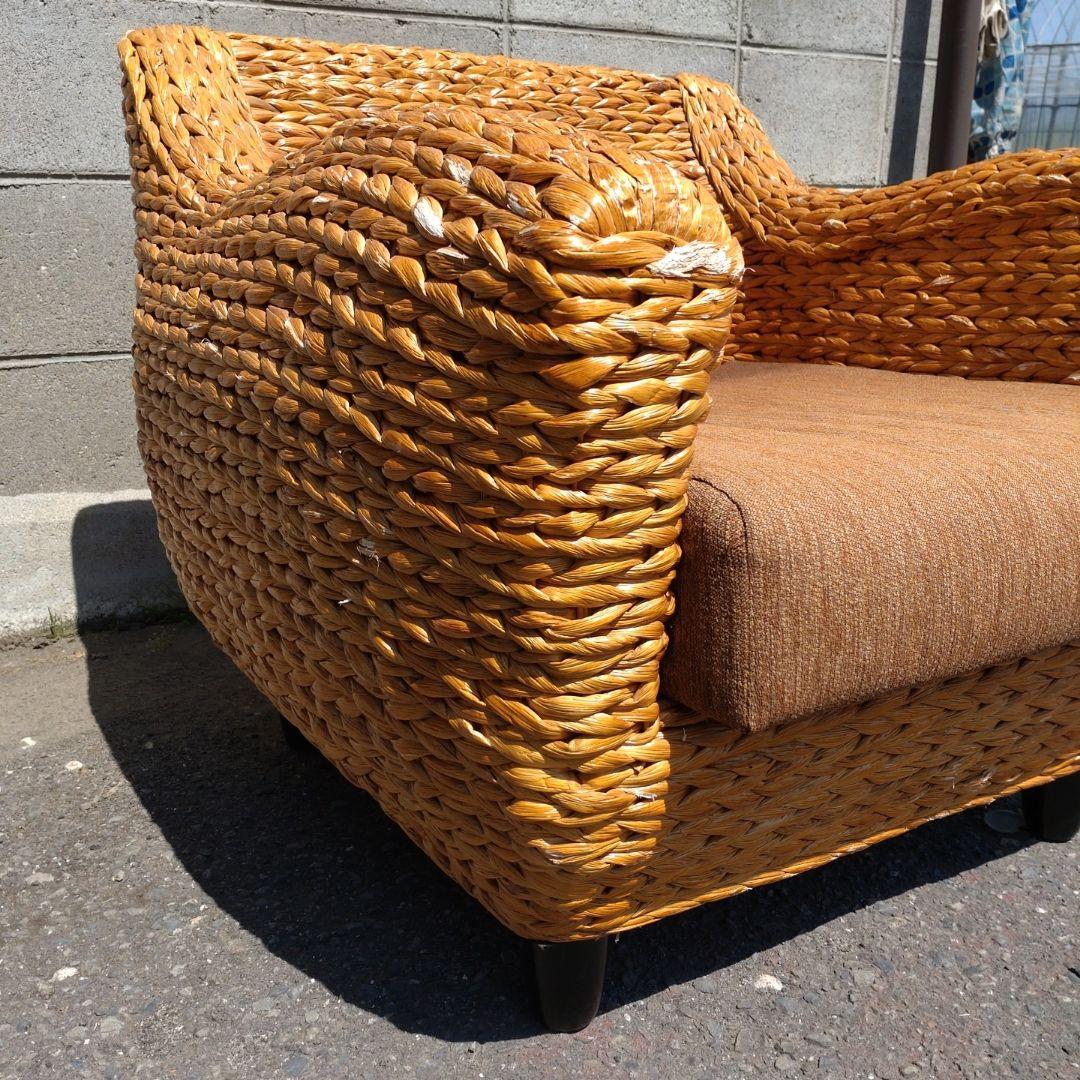 1人掛けソファ　バリ風 ウォーターヒヤシンス　バルコニー