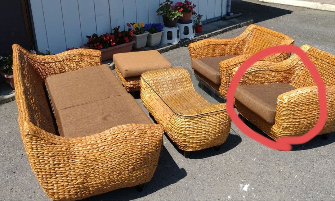 1人掛けソファ　バリ風 ウォーターヒヤシンス　バルコニー