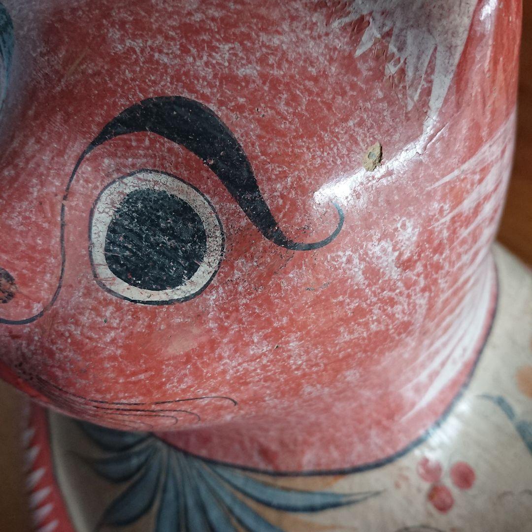 よいお顔 大きな猫 トナラ焼 メキシコ民芸 置物 /招き猫 ヴィンテージ 民芸館