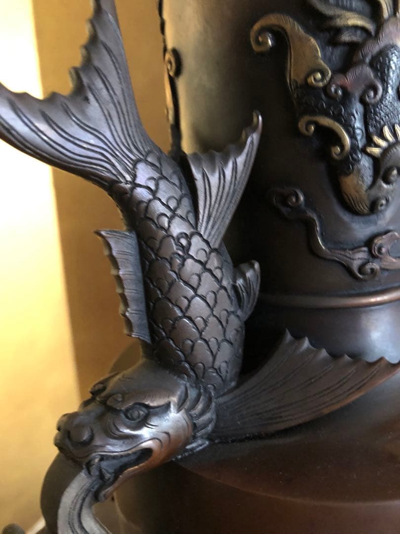 花器 蝋型 青銅製 47cm