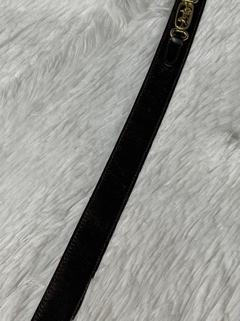 CELINE セリーヌ 本革 レザーベルト ダークブラウン イタリア製