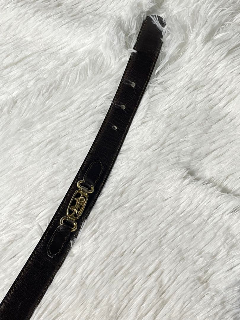 CELINE セリーヌ 本革 レザーベルト ダークブラウン イタリア製