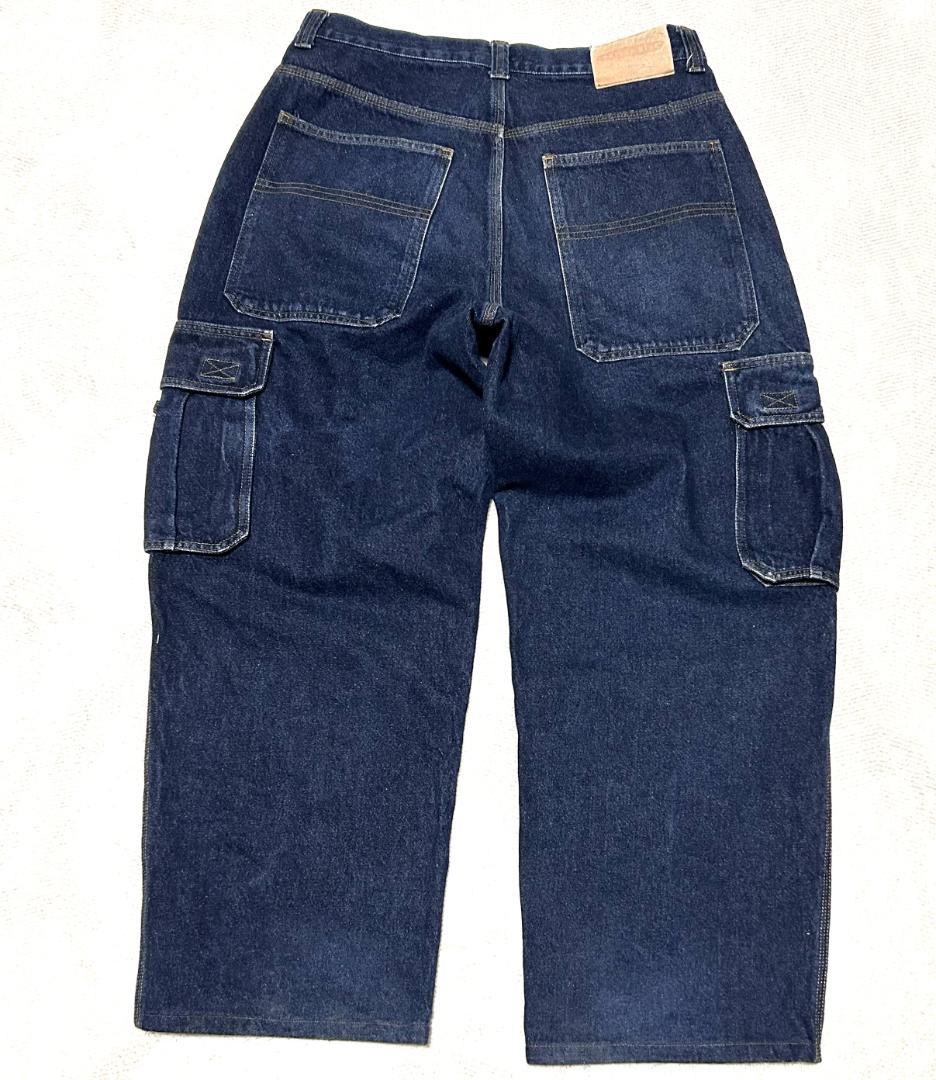 ANCHOR BLUE バギーワイドデニム 濃紺 カーゴポケット W36