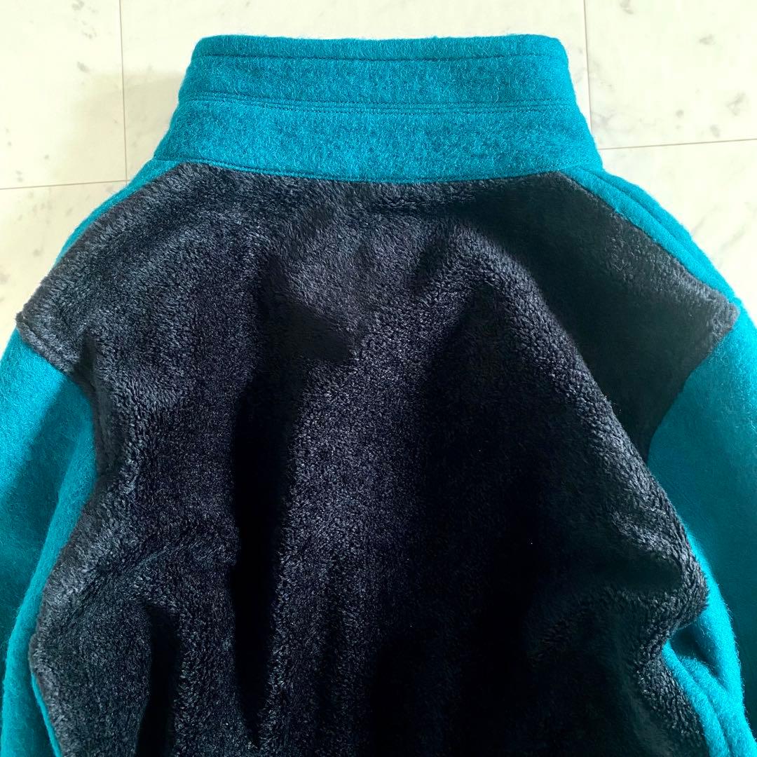 美品 ann吉 あんきち ハイネック ボア切替 ウールフレアコート ゆったり