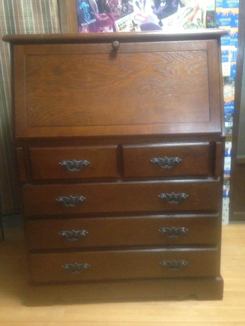 アンティーク欧米風ライティングデスク机 越後民芸家具大正昭和伝統工芸無垢材