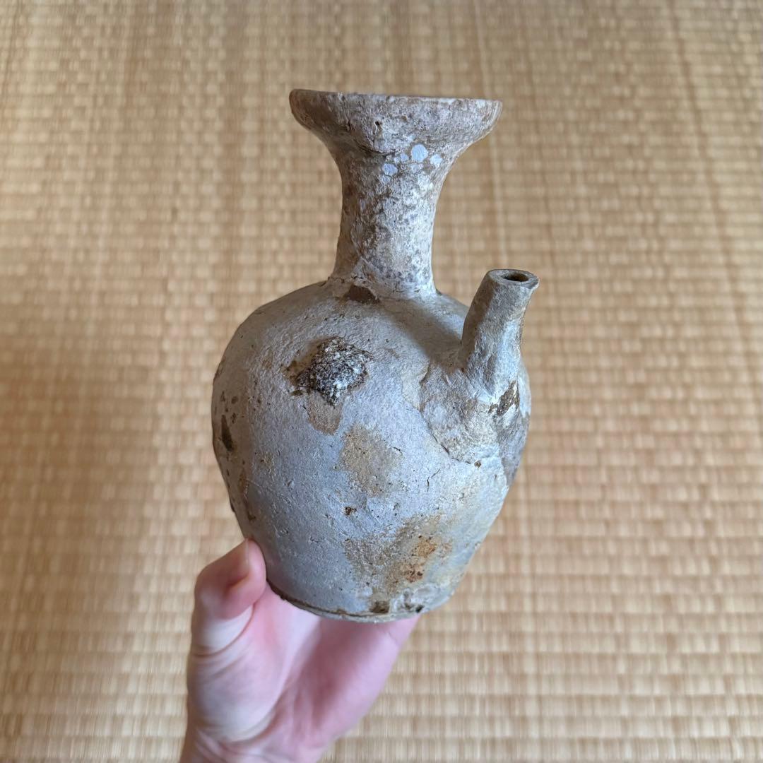 古瀬戸 初期水瓶 水差 水滴 鎌倉時代 花瓶 猿投 古常滑 古美術 骨董 無傷
