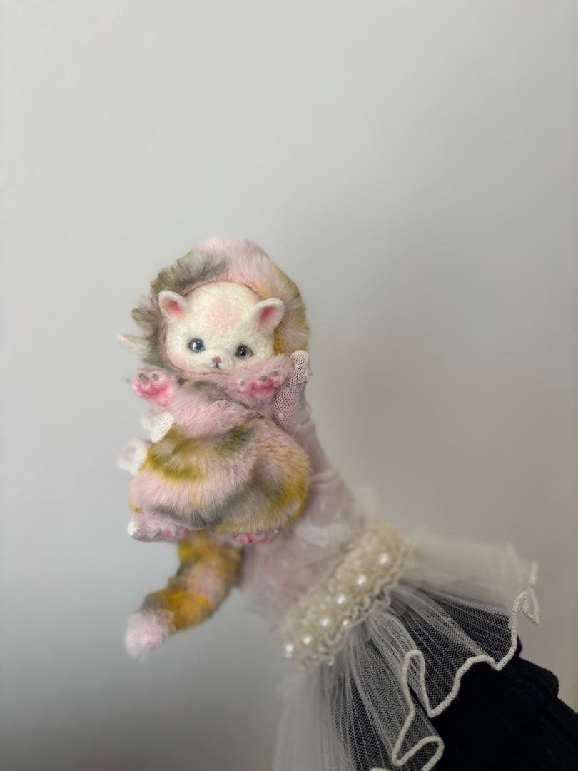 アートドール　No.066 ピンク猫幻獣　羊毛フェルト