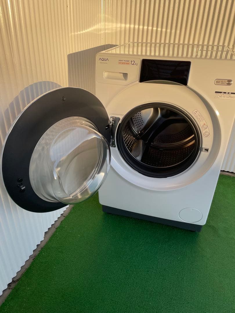 932アクア まっすぐドラム 12kgドラム式洗濯機 ヒートポンプ タッチパネル