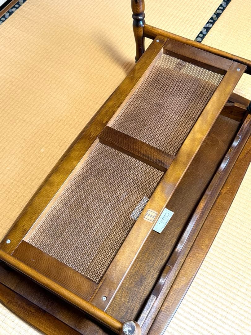 カリモク 家具 ローテーブル コロニアル ラタン張り リビング　送料込み