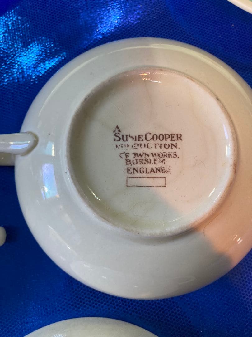 スージークーパー　パトリシアローズ　スープカップ　ソーサー　グリーン　4客分