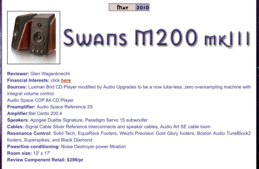 Swans HiVi m200mkiii スピーカー