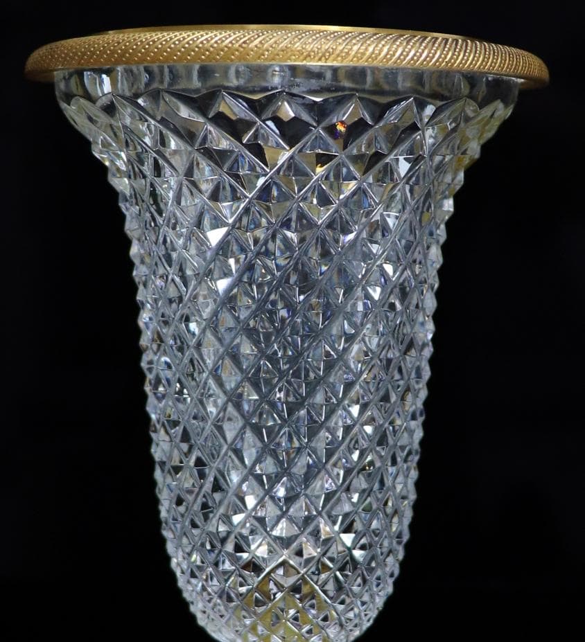 オールド・バカラ 1890年頃 ブロンズ装飾 ディアマン・ビゾー 壺 花瓶 金