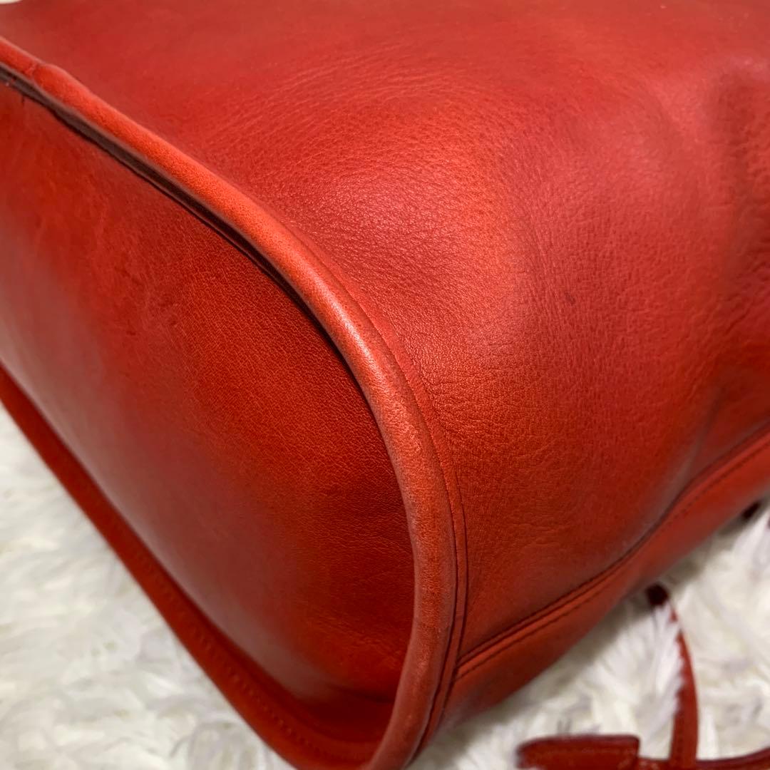 オールドコーチ ショルダーバッグ 9952 巾着型 レッド レザー 本革