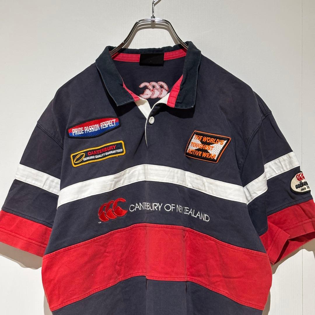 【美品】カンタベリー　ラガーシャツ ラグビー XL ポロシャツ　ワッペン 刺繍