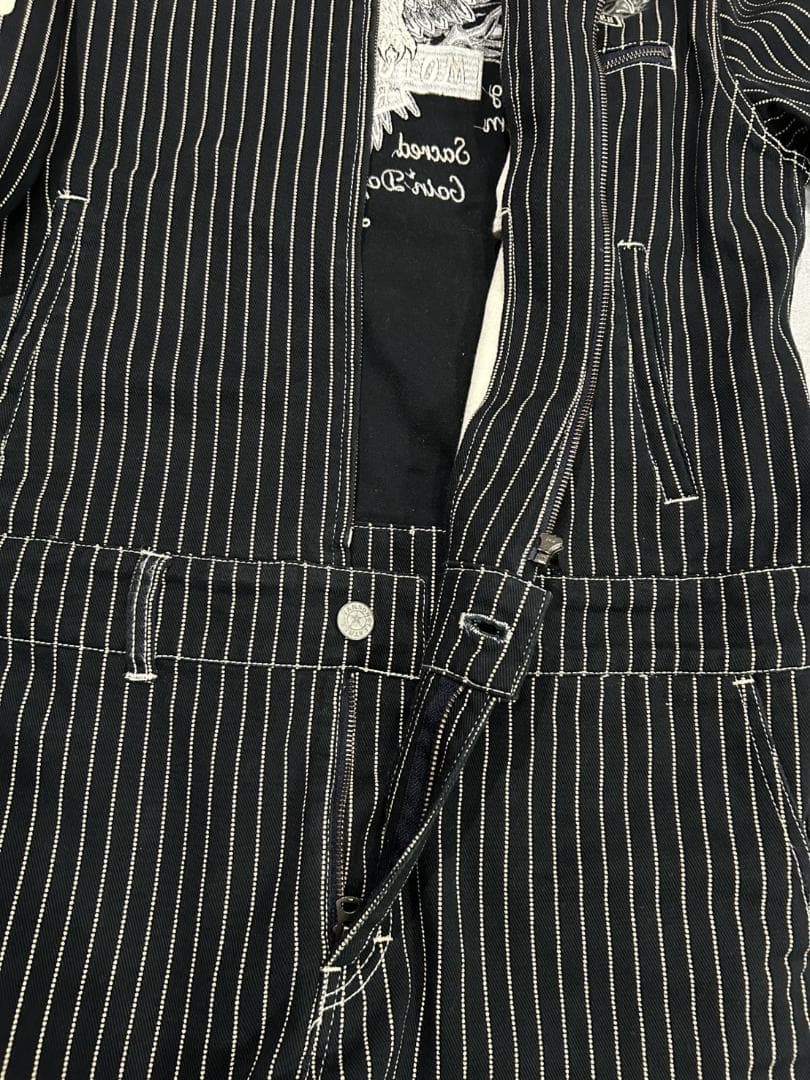 ＊VANSON ウォバッシュ イーグル 刺繍 襟 袖 プリント つなぎ XL