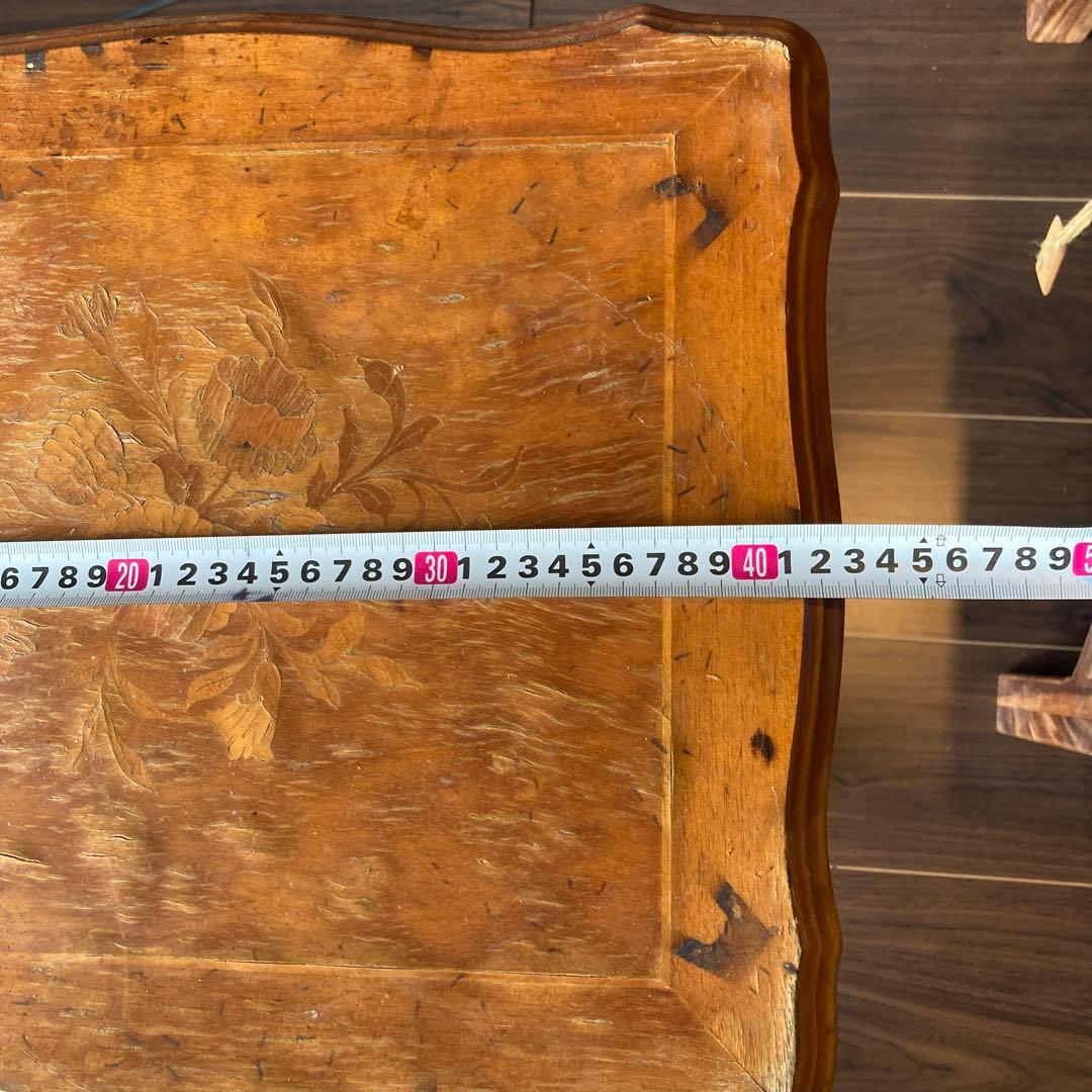 【送料込み】象嵌 猫脚　アンティーク　サイドテーブル　木製