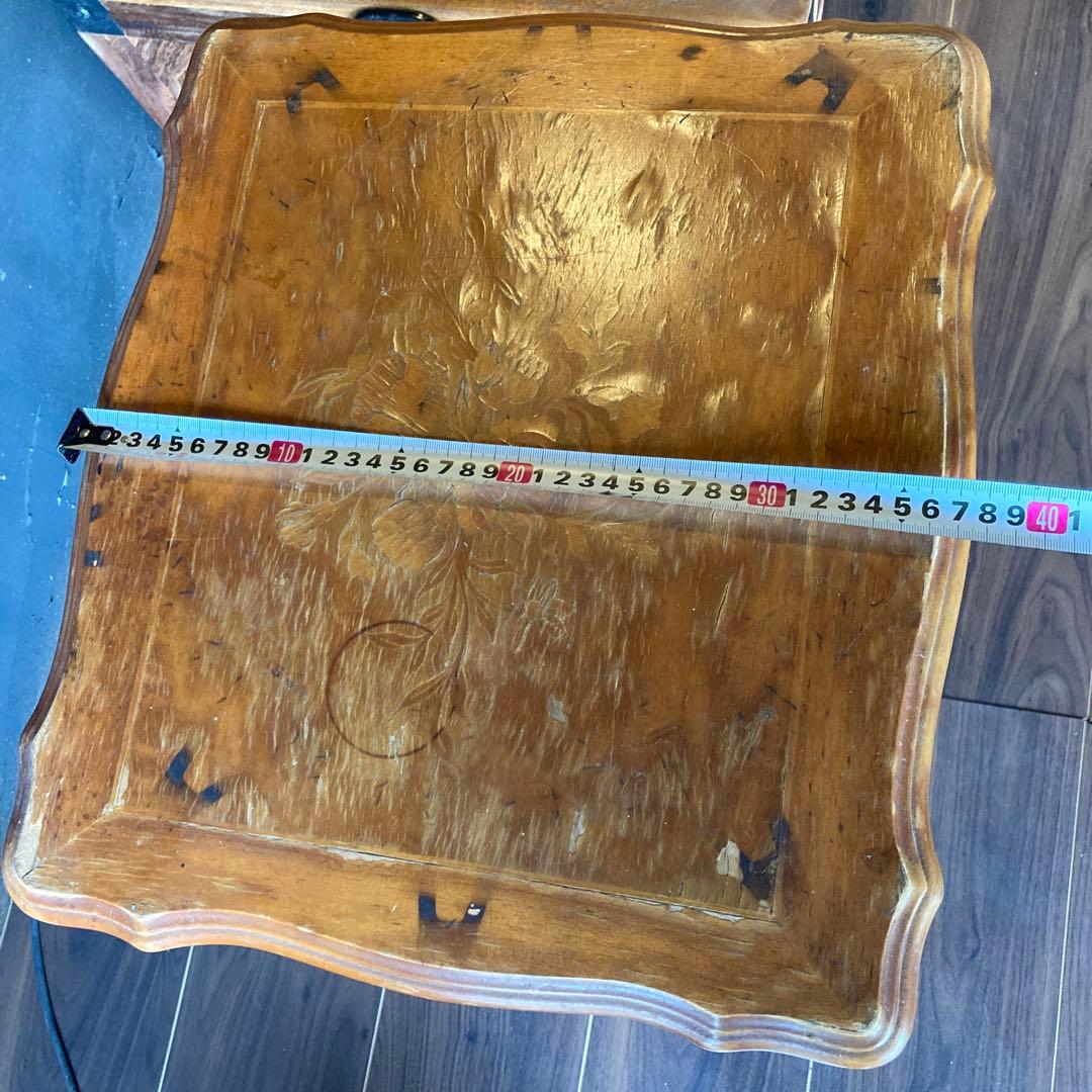 【送料込み】象嵌 猫脚　アンティーク　サイドテーブル　木製