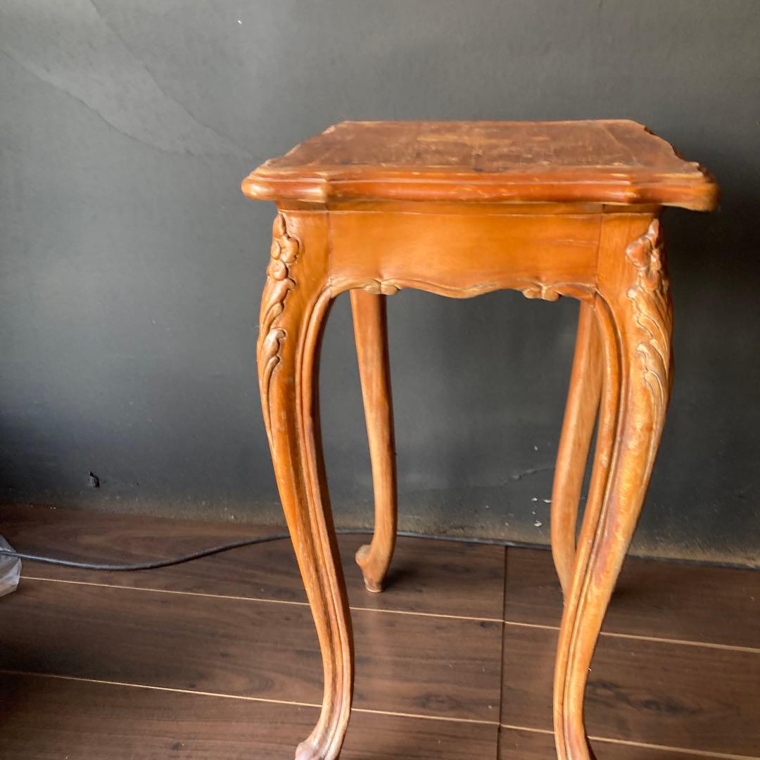 【送料込み】象嵌 猫脚　アンティーク　サイドテーブル　木製