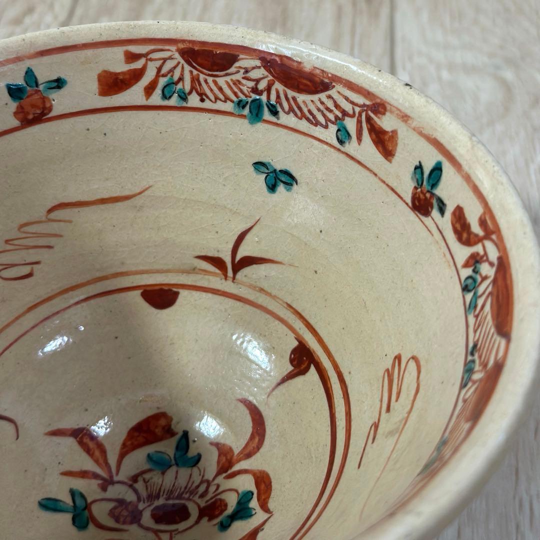 九谷焼 抹茶碗 赤絵　伝統工芸品　友山堂窯　川崎健次郎　手描き