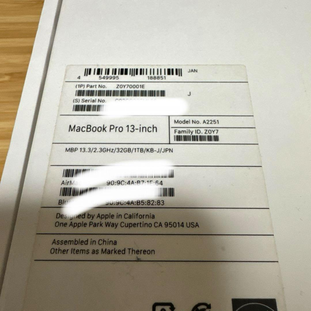 MacBook Pro 13 2020 i7/32G/1TB 良品