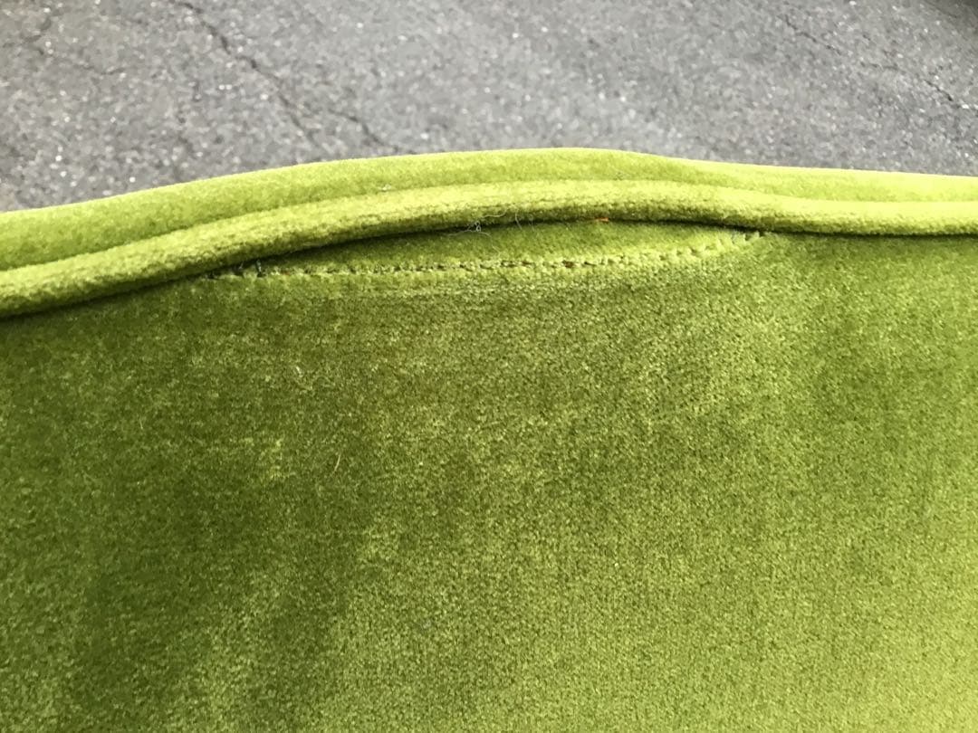 c*c様 昭和　レトロ　難有り　カリモク　緑色ベルベット風回転チェア