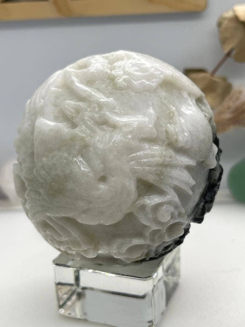 ありあ様7【1471】 龍&鳳凰彫スフィア カルサイト太極石