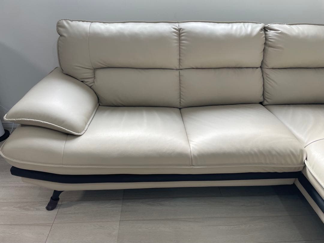 ニトリ【定価169900円】ベージュ L字型ソファ 本革 カウチ 3人がけ