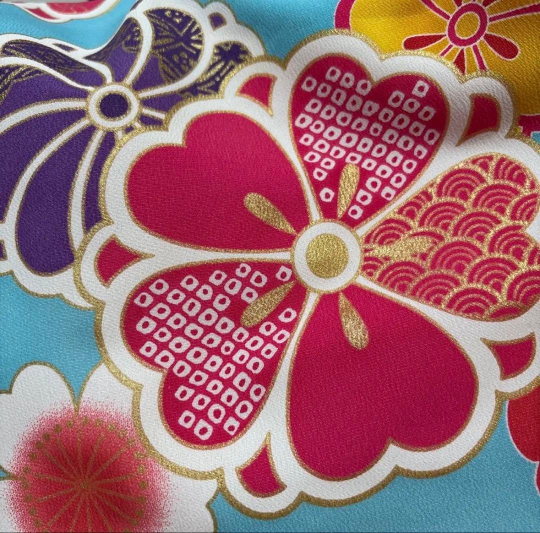 七五三　着物セット　7歳　ブランド花わらべ　水色　ピンク色　美品