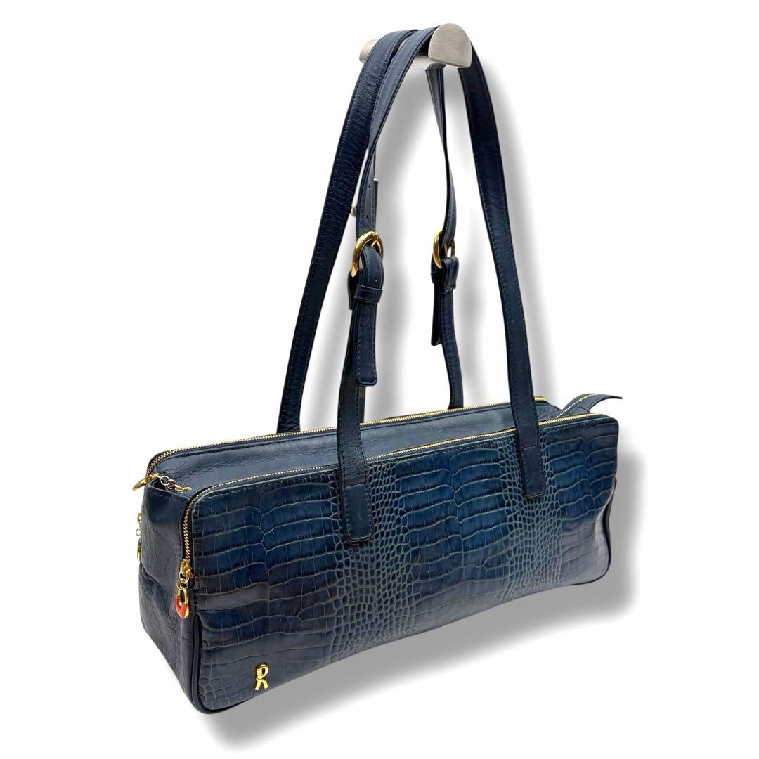Roberta di Camerino クロコ型押し ショルダーバッグ ボストン