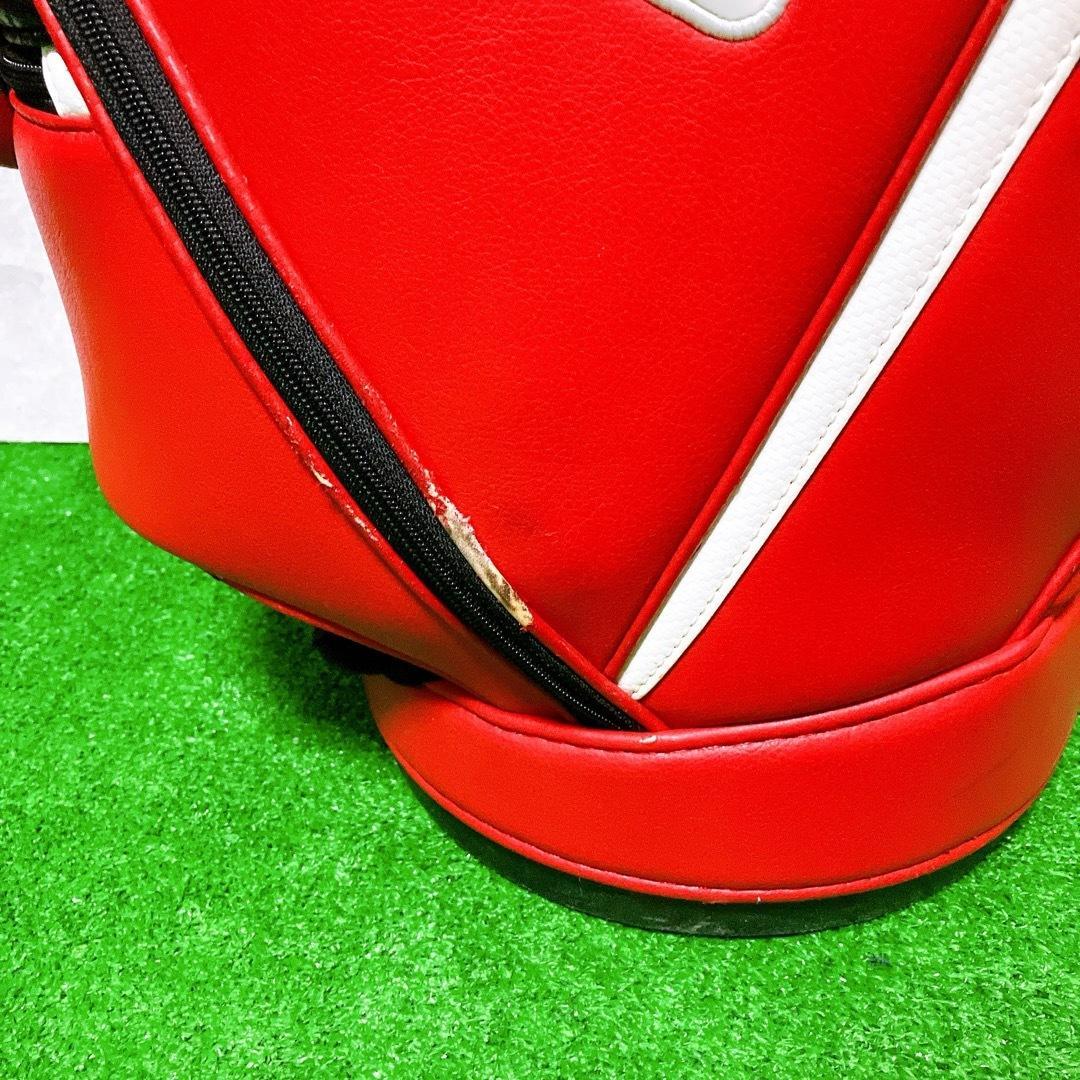 PING ゴルフ キャディバッグ レッド 9型 5分割 カート式 PUレザー