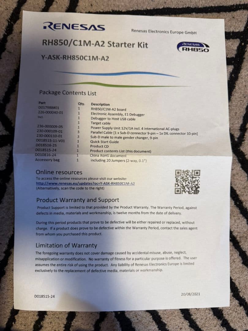 ルネサス RH850C1M-A2 スタータキット